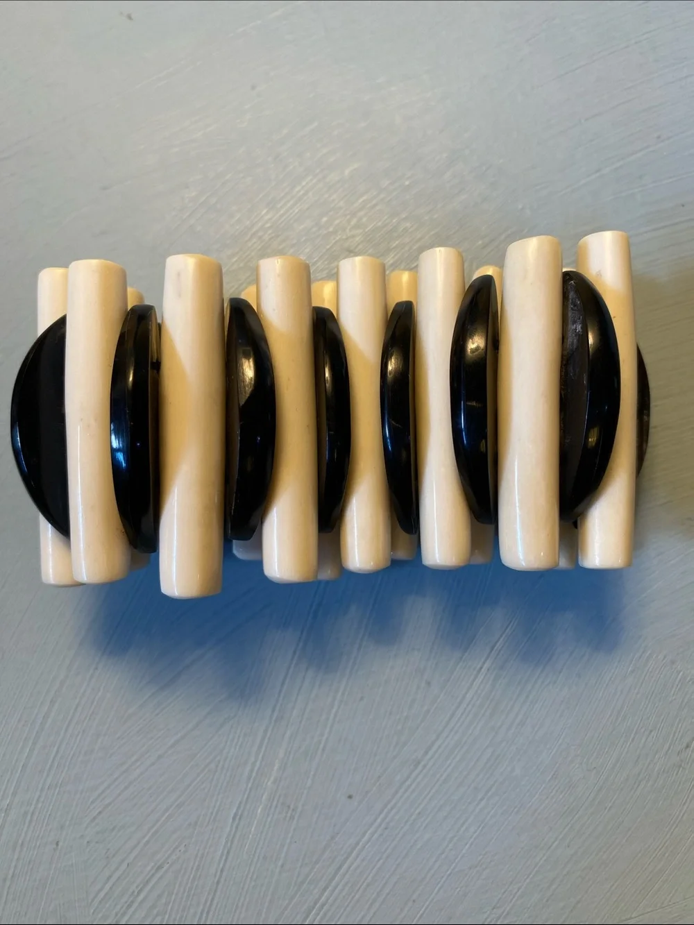 Vintage Italian Black & White Statement Stretch Bracelet